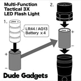 MULTI-FUNCTION TACTICAL 3X LED FLASHLIGHT