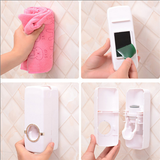TOOTHBRUSH WALL MOUNT & TOOTHPASTE DISPENSER