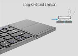 ULTRA LIGHT MINI 63 KEYS BLUETOOTH 3.0 FOLDABLE KEYBOARD WITH TOUCHPAD