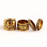 Ancient Carved 4 Piece Elephant Ring Set
