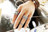 Ancient Carved 4 Piece Elephant Ring Set