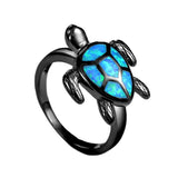 Blue Fire Opal Turtle Ring - Free Shipping