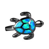 Blue Fire Opal Turtle Ring - Free Shipping