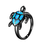 Blue Fire Opal Turtle Ring - Free Shipping